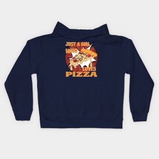 Funny Saying Just A Girl Who Loves Pizza Gift for Girls Kids Hoodie